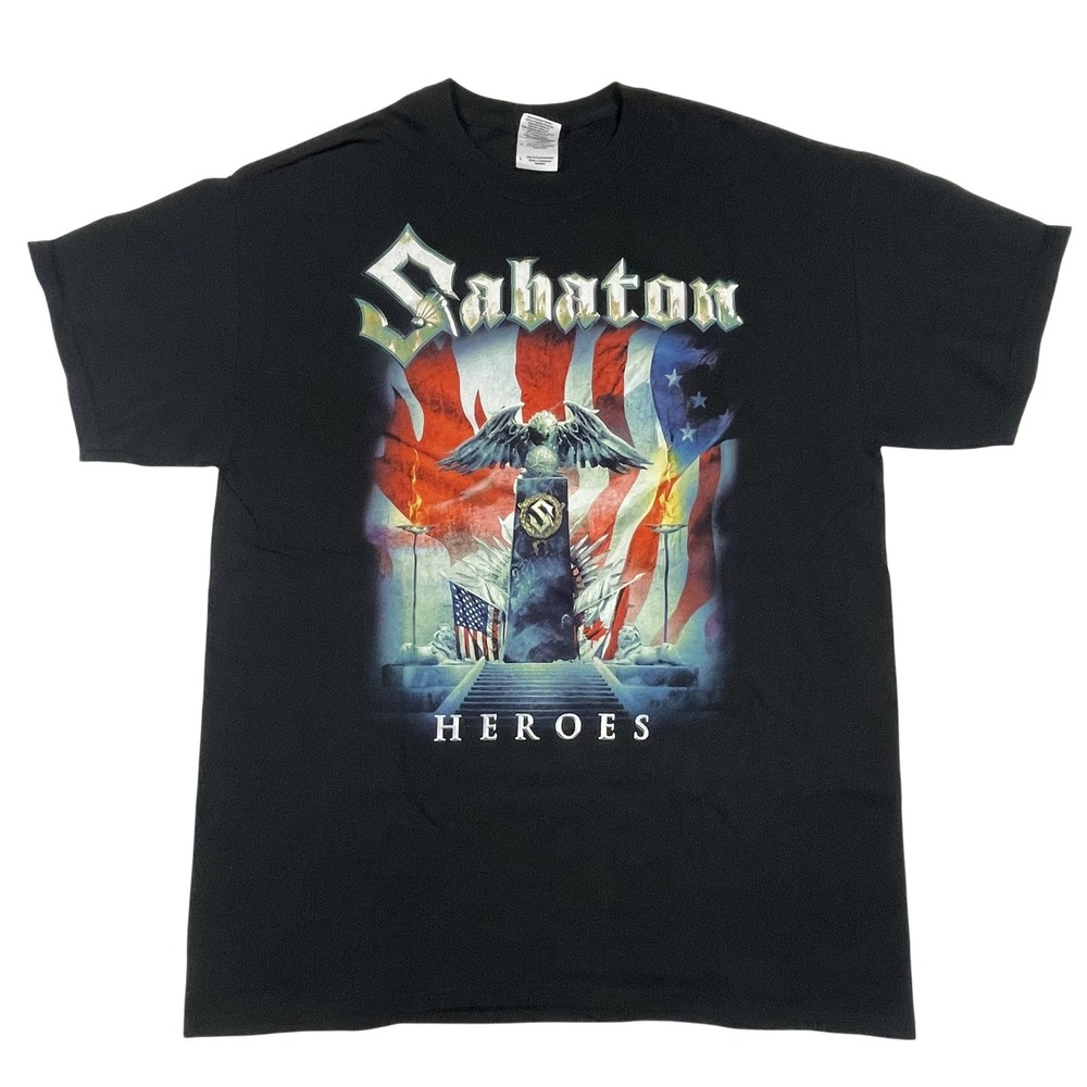 Sabaton Heroes 2014 North American Tour Shirt Mens L Black Gildan Concert Tee